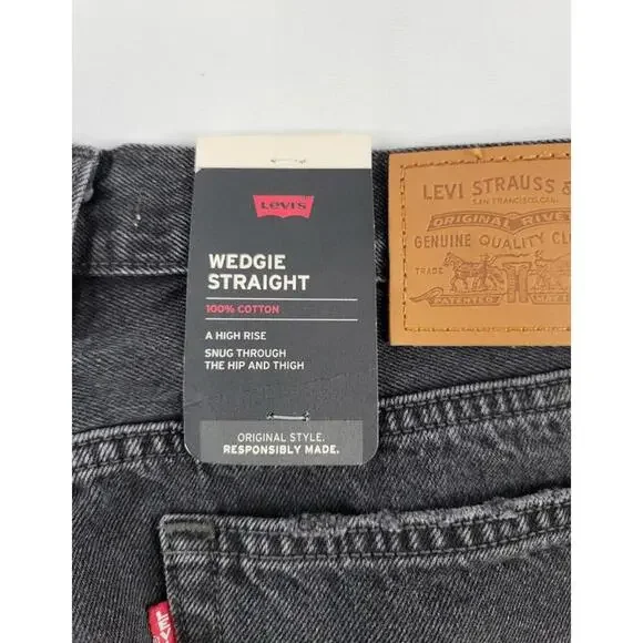Levis Wedgie Straight Jeans Women’s 29x29 Button Fly Big E Black NWT List $108 - Picture 8 of 11